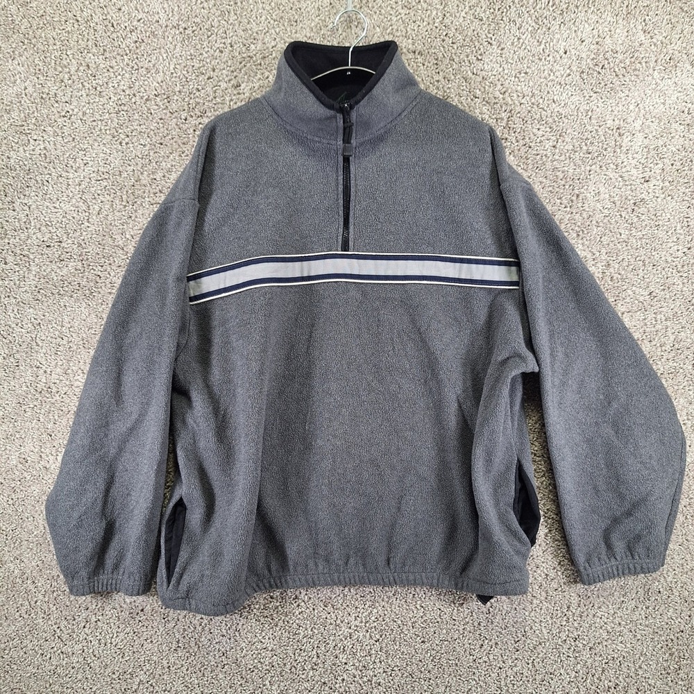 American Outpost Sweatshirt Men Large Gray Fleece Lined Quarter Zip Chest Stripe
